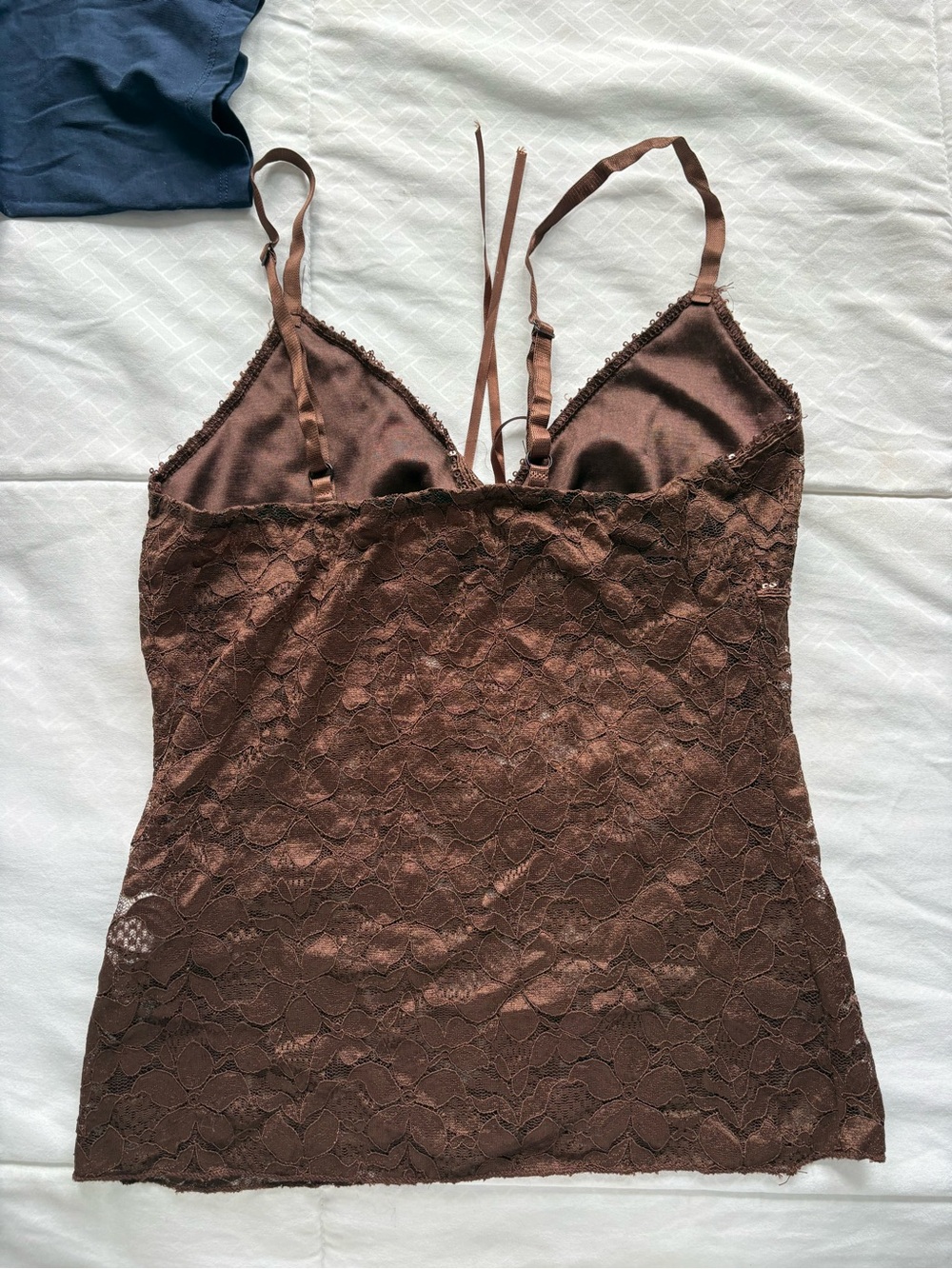 Brown Lace Cami Tank Top with Adjustable Straps - Picture 3 of 4